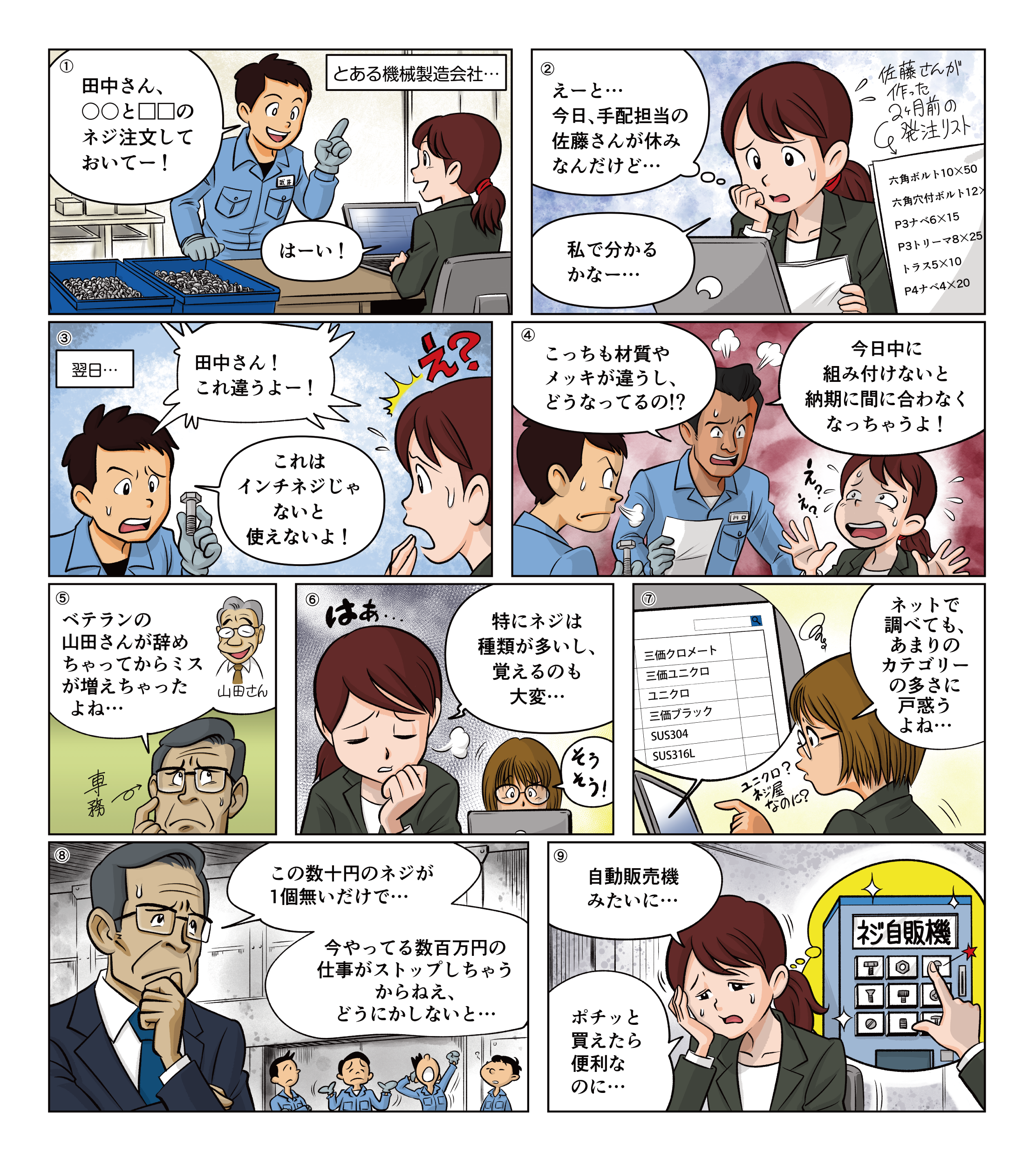 ネジ発注に関するお悩み